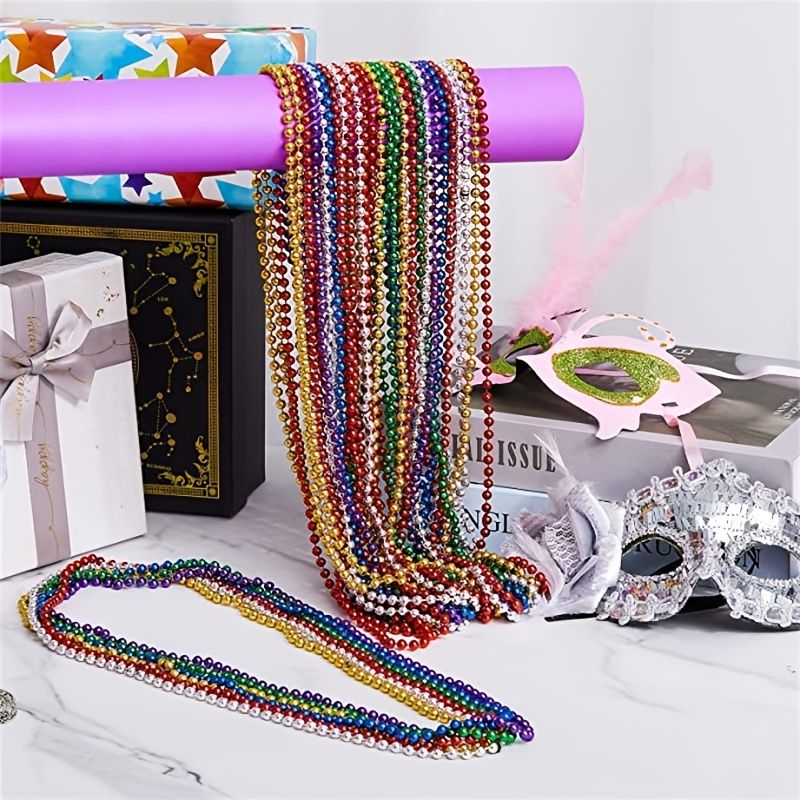 Assorted Colors Mardi Gras Beads Necklaces Plastic Beaded Costume Necklace,  Metallic Bead Necklaces Bulk For Kids Party Decorations - Temu Lithuania